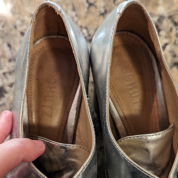 Schutz Lug Heel Platform Metallic Ankle Boots - Sz 9 - Picture 5 of 6